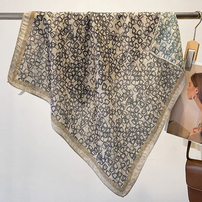 Fashion 70cm Cotton Square Scarf Women Floral Print Design Bandanas Lady Scarves Headband Accessories Handkerchief Hair QME171-01 65x65cm