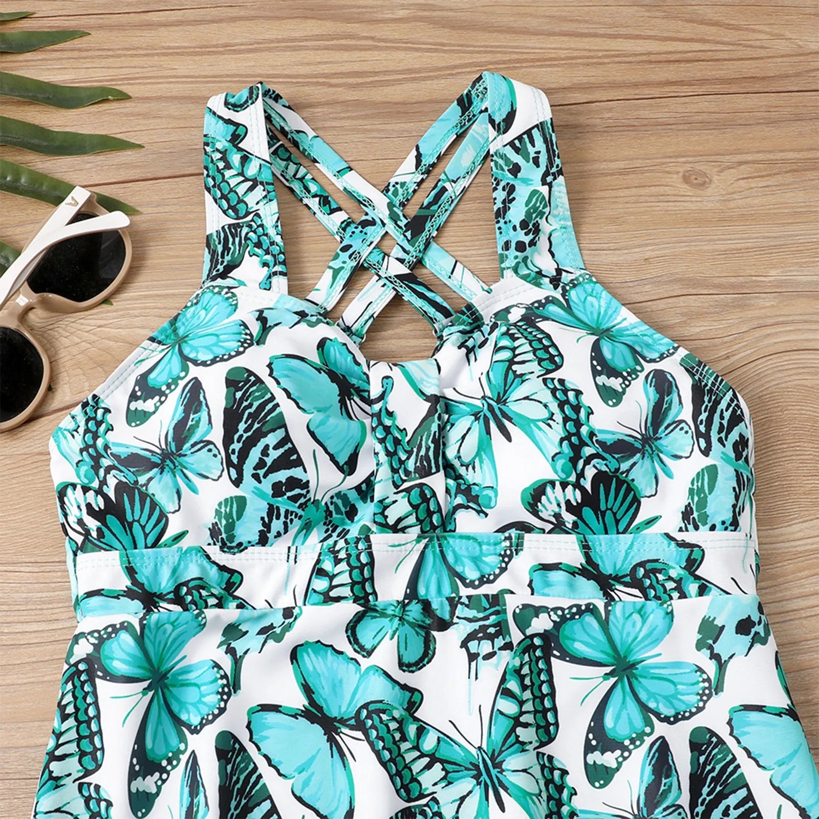 Plus size two-piece swimsuit women's sexy slim belly-covering conservative boxer shorts swimsuits casual fashion beachwear