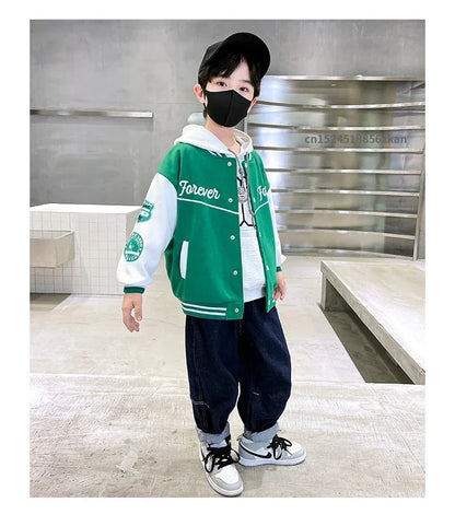 Fashion Spring Autumn Long Sleeve Outwear Teenager Kids Letter Printed Coat Sport Children Clothing 3 8 10 12 Years Old