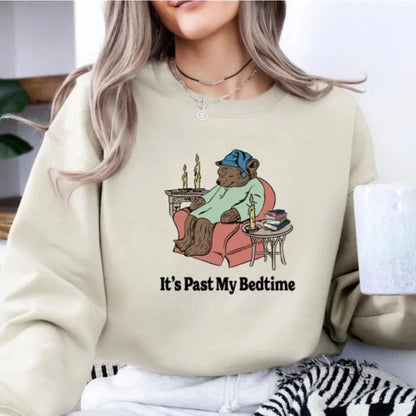 It's Past My Bedtime Sweatshirt Funny Sleppy Bear Hoodie Funny Bear Meme Unisex Hooded Gift for Her Funny Saying Tops