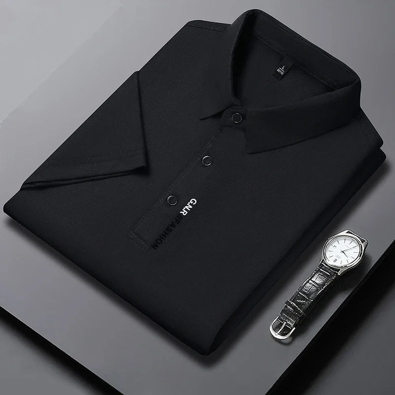 Men's Polo Shirt - Breathable & Comfortable Solid Color Top for Casual Business Style