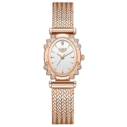 LIGE 2025 New Gold Square Watch For Women Simple Fashion Waterproof Quartz Ladies Watches Ultra-Thin Mesh Women's Bracelet Watch rose gold