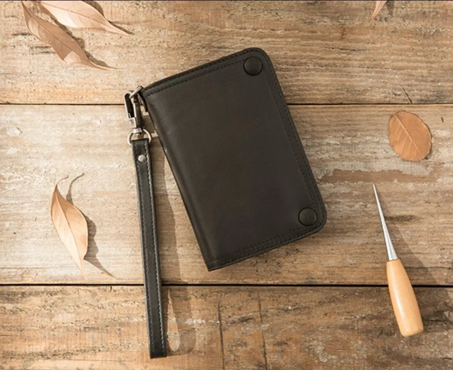 Vintage Genuine leather wallet Men leather long wallet men purse clutch bag male money clips zip around money bag card holder