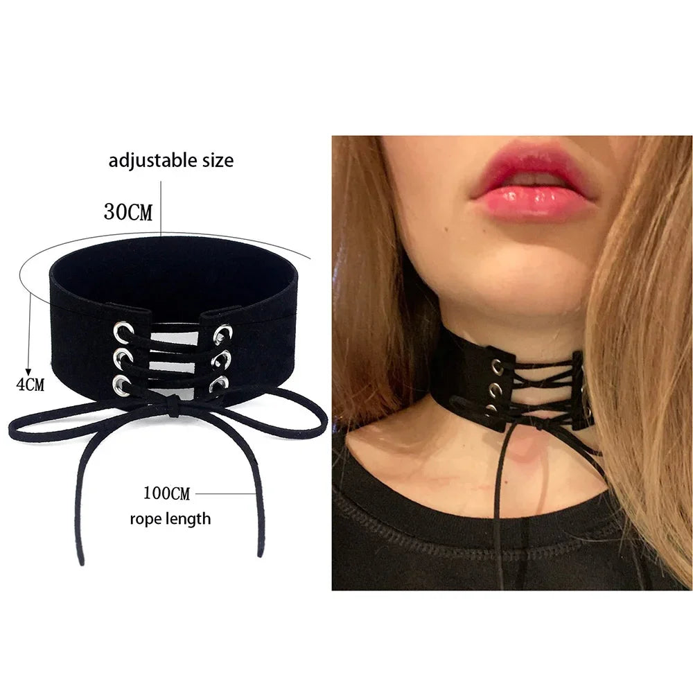 Sexy Trendy Vintage Charm Round Gothic Collar Necklaces Jewelry Gift Gothic Leather Heart Harajuku Women Punk Choker Necklace Velvet Black Choker 40cm adjustable