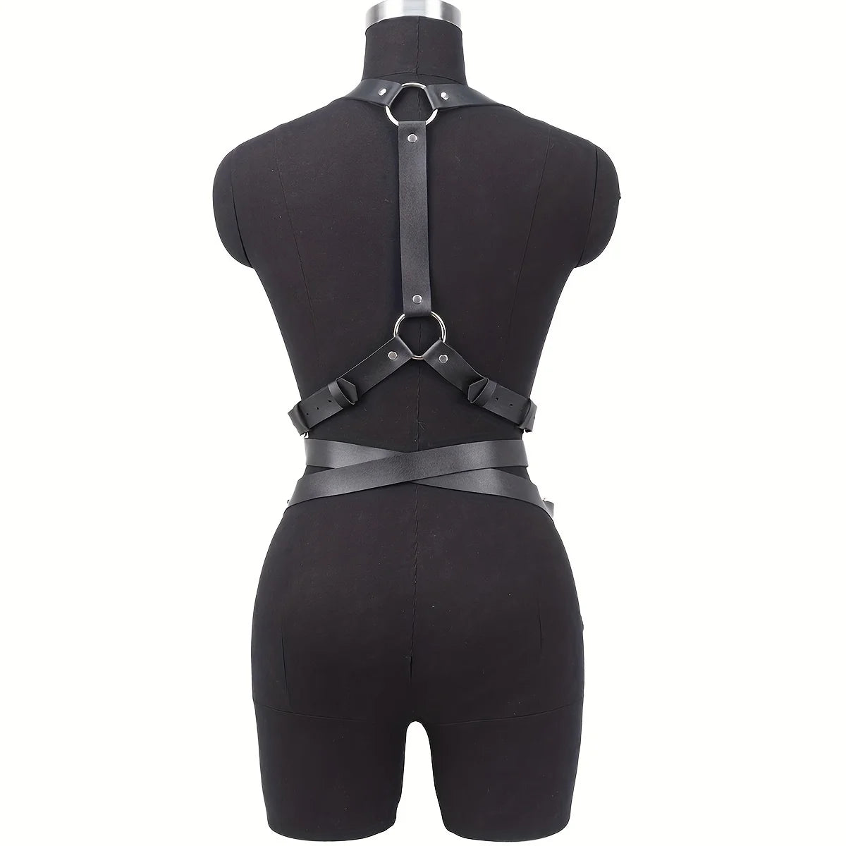 Adjustable Women's Gothic Punk Faux Leather Belt Perfect Waist and Chest Charms for Holiday and Casual Wear