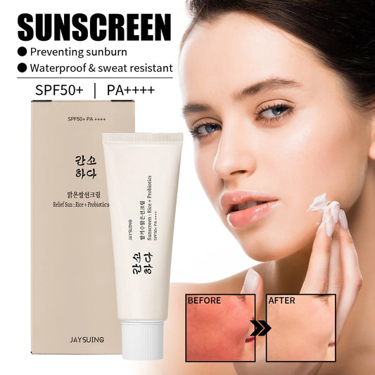 Spf50+ Moisturizing Rice Probiotic Sunscreen Skin Protection Refreshing Makeup Sunscreen Cream UV Resistance Facial Sunscreen Default Title