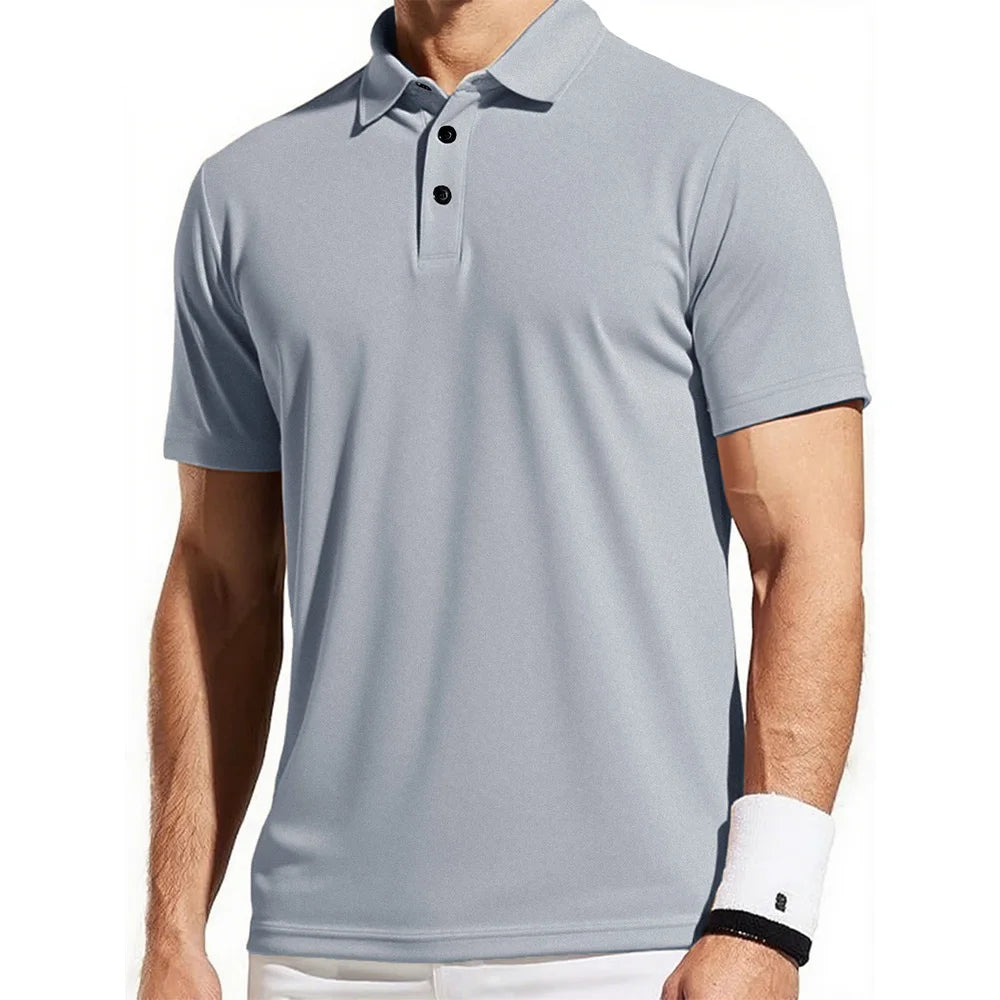 Men's Trendy Polo Shirt - Breathable Solid Color Casual Tee for Effortless Summer Style