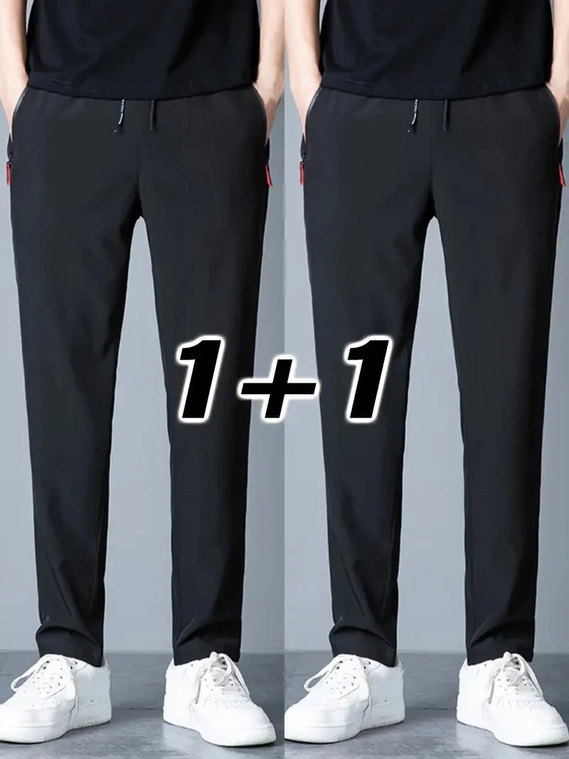 2 Pieces Men's Casual Pants Stretch Elastic Waist Jogger Korean Classic Blue Black Gray Male Brand Trousers Plus Size Badiee Stylez