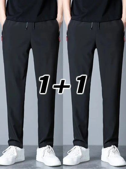 2 Pieces Men's Casual Pants Stretch Elastic Waist Jogger Korean Classic Blue Black Gray Male Brand Trousers Plus Size Badiee Stylez