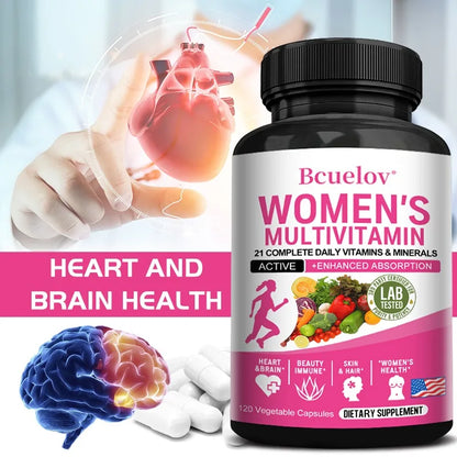 Women's Complete Vitamin Supplement for Joint Complex, Hair, Skin, Nails, Brain, Heart, Immune & Overall Health, 120 Capsules