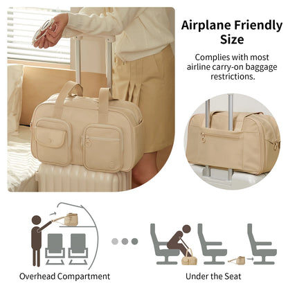 AJI Women Travel Bag Nylon Handheld Travel Bag Carry On Luggage Bag Large Capacity Weekender Gym Sport Holdall Overnight Bag