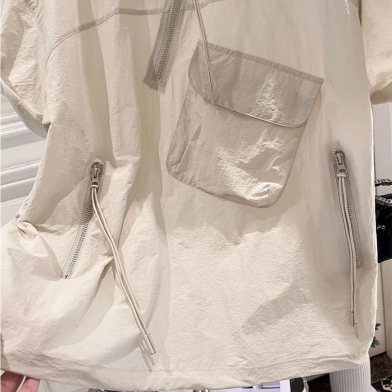 Summer Hoodies Women's Clothing Short Sleeve Hooded Half Zipper Y2k Tops Streetwear Casual Fashion Korean Sweatshirt Ropa Mujer