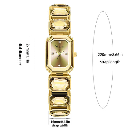 2025 New Women Watches Luxury Diamond Square Quartz Movement Stainless Steel Mesh Belt Original Gold Fashion Dress Women's Watch