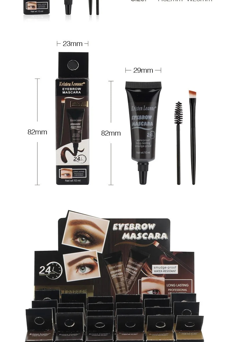 Natural Liquid Dyeing Eyebrow Cream Set Waterproof Shaping Brown Tint Pointed Tube Eyebrow Henna Mascara Paint Brush Makeup Tool