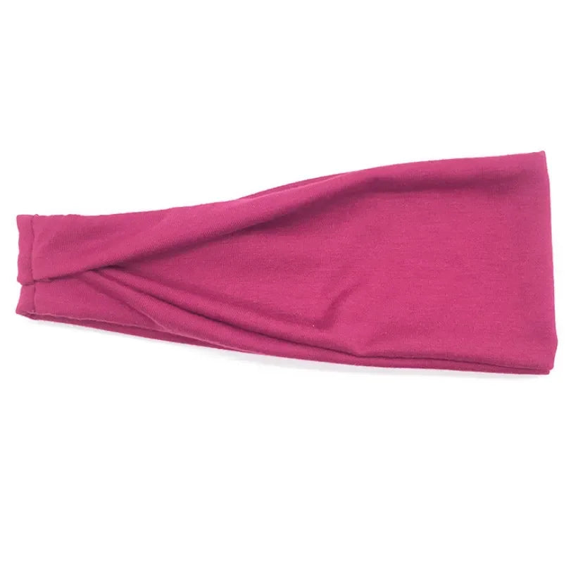 Women Headband Twist Cotton Sport Wide Turban Twisted Knotted Headwrap Girls Hairband Fashion Head Band Hair Accessories Rose Red 10cm-22cm
