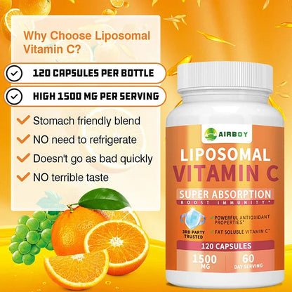 Liposomal Vitamin C - High Absorption VIT C, Immune System & Collagen Booster, Antioxidant