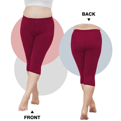 Women Plus Size Fit Short Fitness Seven Points Pants High Waist Fashion Solid 200lbs Sports Shorts Gym Outdoor Casual Yoga Pants Red
