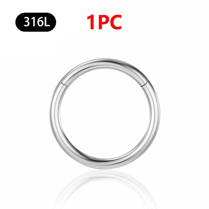 1/10Pc Stainless Steel Nose Ring CZ 16G Hinged Septum Clicker Segment Ear Tragus Cartilage Daith Lip Nose Body Piercing Jewelry 1Pc Silver
