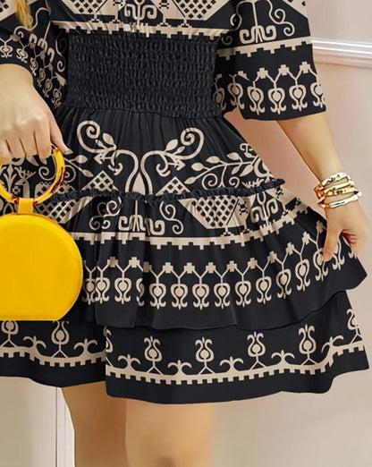 Women's Elegant Floral Print One Shoulder High Waist Dress Temperament Commuting 2024 Summer New Female Fashion A-Line Dresses