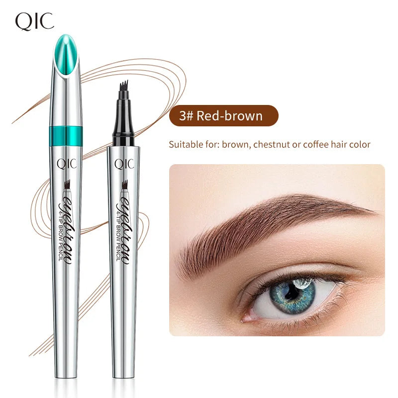 Four-Jaw Ultra-Fine Liquid Eyebrow Pencil 3D Waterproof Tip Tattoo Cosmetic Long Lasting Natural Dark Brown Liquid Eye Brow Pen 03