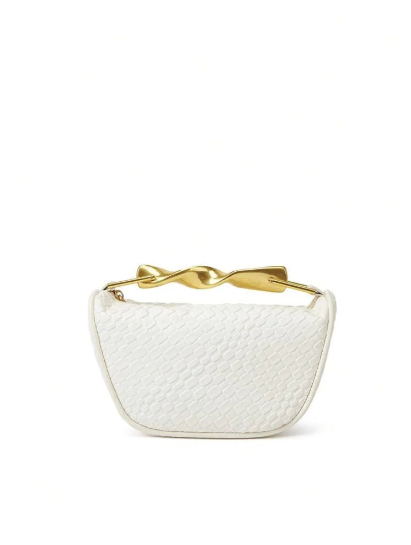 Summer Half-Moon Beach Straw Shoulder Bags Women's Straw Bucket Bag Purse Woven Straw Handbags Casual Tote Crossbody Bag PU material WHITE