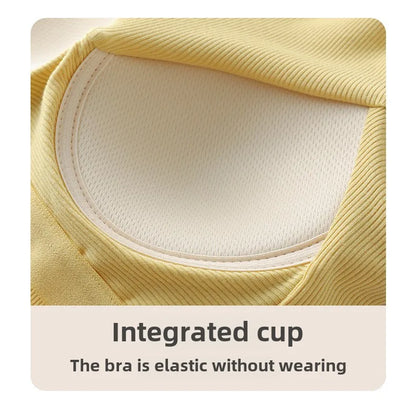 2025 Summer Women Strappy Tank Top Built-in Bra Seamless Wirefree Push Up Y2K Fashion Tube Top Innerwear Outerwear Hot Selling