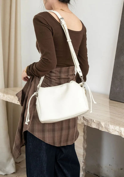 Ladies' New Premium Full-Grain Wrinkled Leather Crossbody Bag - Women's Chic Shoulder Commuter Bag with Organizer Pockets