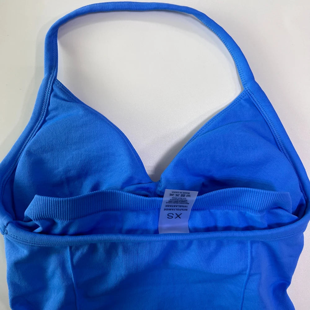 No Logo 2Pcs Gym Set Women Backless Tank Tops High Waist Scrunch Seamless Shorts Gym Suit Fitness Clothes Activewear Workout Set Badiee Stylez