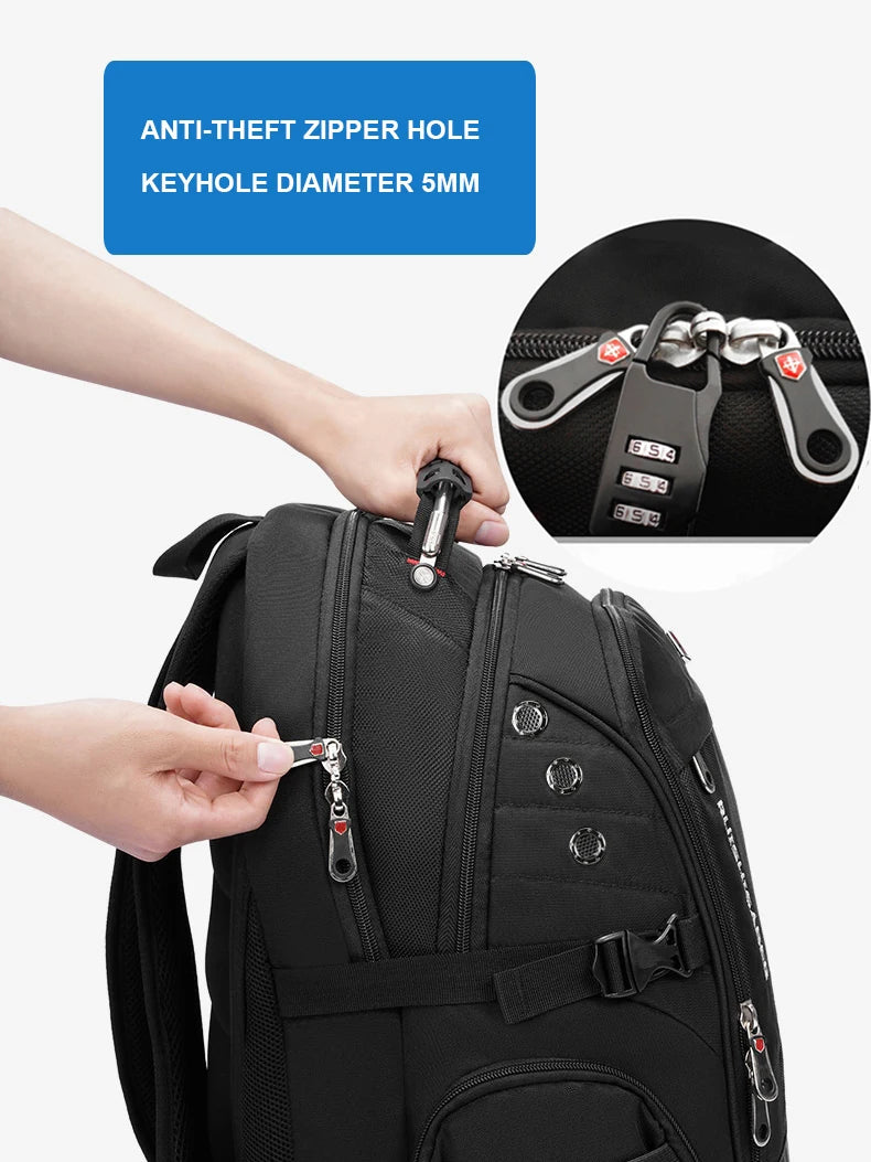 Waterproof 15.6/17.3 Inch Laptop Backpack Men USB Charging Swiss Backpack Travel Women Rucksack Male Vintage School Bag Mochila