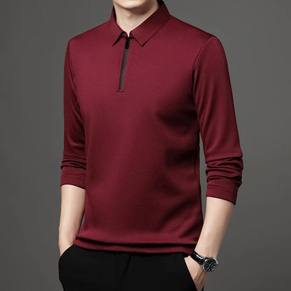 Men's Solid Color Long Sleeved POLO Shirt Casual Fashion Top Badiee Stylez