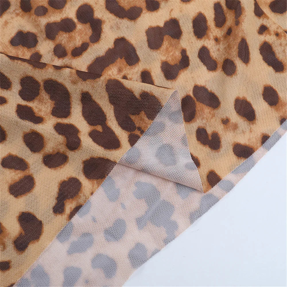 RLMABABY Leopard Hollow Out Backless Sexy Bodycon Dress Women Backless Thigh High Split Holiday Beach Party Long Maxi Dress