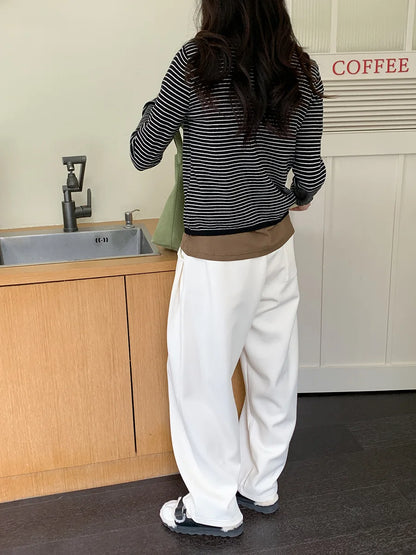 New relaxed and curved cut sports and casual wide leg pants for early autumn Badiee Stylez