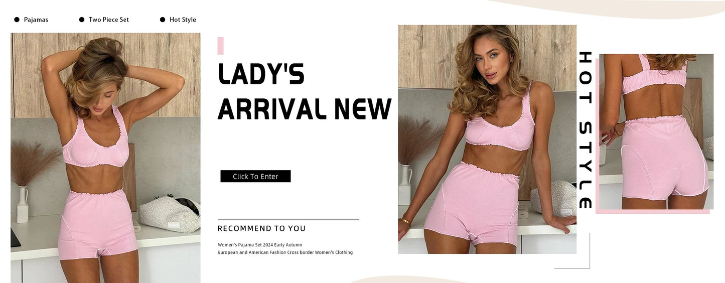 Marthaqiqi Casual Ladies Pajama Set Long Sleeve Nightie Sexy V-Neck Sleepwear Lace Up Nightwear Shorts Loose Home Clothes Female