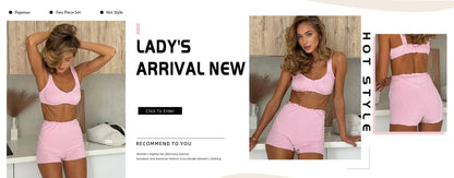 Marthaqiqi Casual Ladies Pajama Set Long Sleeve Nightie Sexy V-Neck Sleepwear Lace Up Nightwear Shorts Loose Home Clothes Female