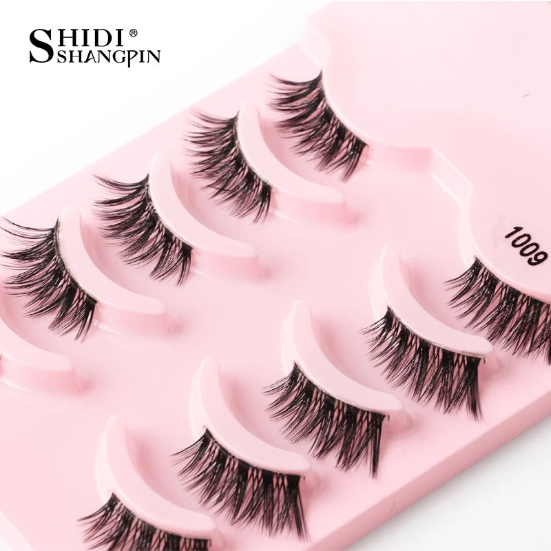 SHIDISHANGPIN 5/10Pairs False Lashes Cat Eye Eyelashes Eyelash Extension 3D Mink Half Lashes Natural Makeup faux Cils maquiagem