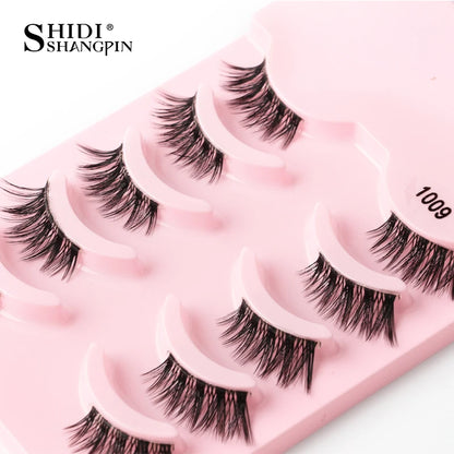 SHIDISHANGPIN 5/10Pairs False Lashes Cat Eye Eyelashes Eyelash Extension 3D Mink Half Lashes Natural Makeup faux Cils maquiagem