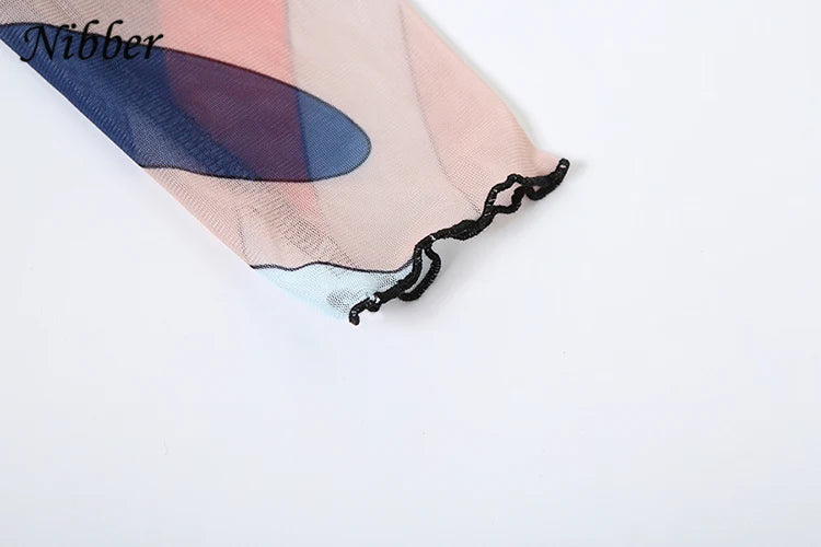 Nibber Sexy Colorful Print Jumpsuit Women Zip Y2K Full Sleeve O-Neck Turtleneck Autumn Trend Skinny Stretch Workout Overalls Badiee Stylez