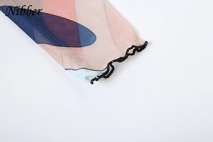 Nibber Sexy Colorful Print Jumpsuit Women Zip Y2K Full Sleeve O-Neck Turtleneck Autumn Trend Skinny Stretch Workout Overalls Badiee Stylez