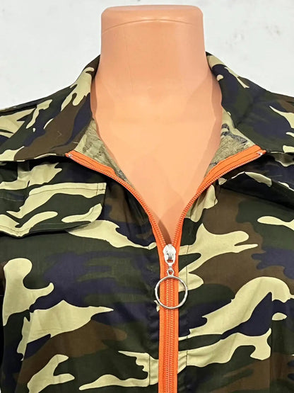 Fashion Jumpsuits for Woman 2025 Summer Camouflage Print Zipper Pocket Design Casual One Pieces Jumpsuit Streetwear Y2K Clothing