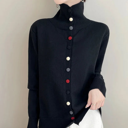 2024 New Cashmere Cardigan Women Long Sleeve Sweaters Cashmere Cardigan Autumn Winter Women Knitwear Fashion Coat black