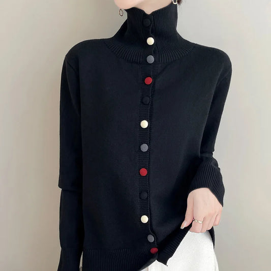 2024 New Cashmere Cardigan Women Long Sleeve Sweaters Cashmere Cardigan Autumn Winter Women Knitwear Fashion Coat black