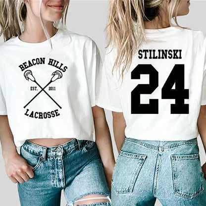 Teen Wolf Shirt STILINSKI 24 LAHEY 14 MCCALL 11 Fashion Print Tees The Original Beef of Chicagoland Shirt Harajuku Y2k 90s Tops White