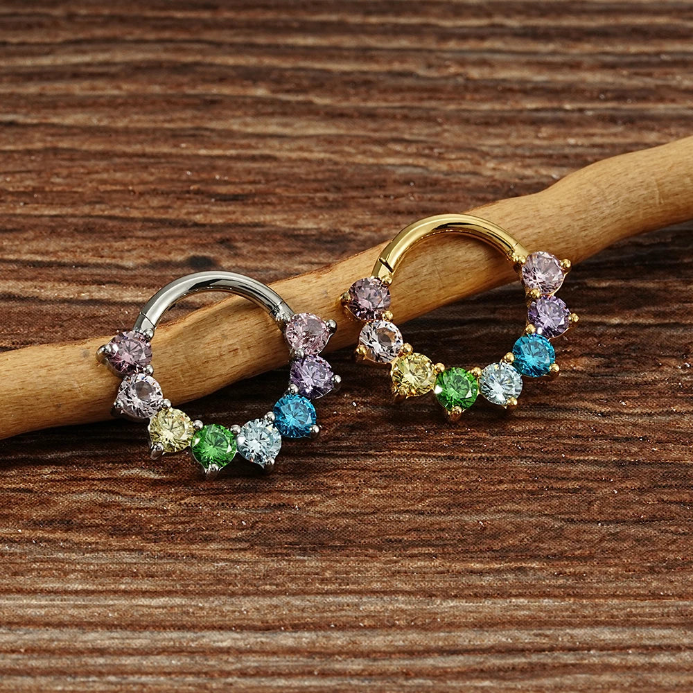 Right Grand ASTM F136 Titanium CZ Cartilage Hoop Earring 16G Septum Hoop Nose Ring Tragus Helix Daith Hinged Clicker Piercing