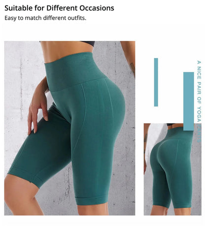 High Waist Sports Biker Shorts Women Naked Feeling Workout Push Up Leggings Tummy Control Yoga Running Fitness Gym Slim Pants