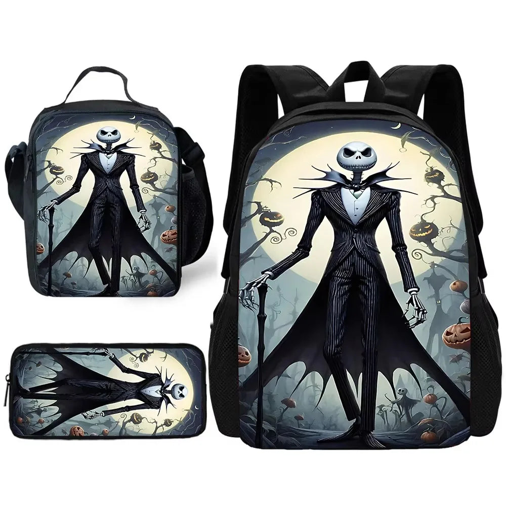 The Nightmare Before Christmas Child School Backpack with Lunch Bags ,Pencil Bags ,School Bags for Boys Girls Best Gift XHOO1-TZ-079-A4