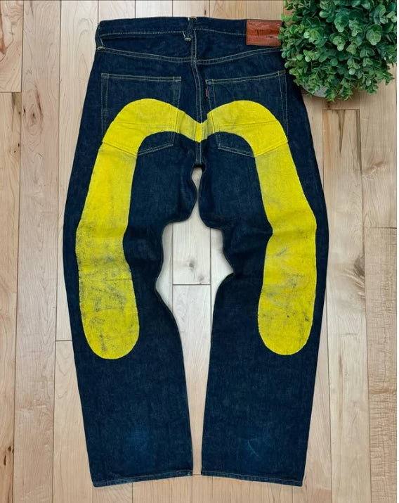 European and American hip-hop jeans men and women printing four seasons trendy trousers Gothic Y2K high street spring and summer