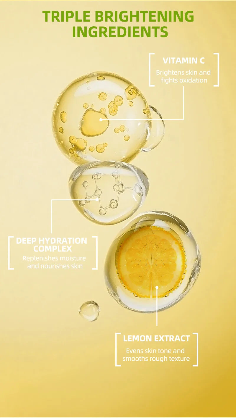 Lemon VC Facial Serum Brightens Skin Tone Fades Acne Marks Evens Complexion 50x Vitamin C Whitening Essence for Radiant Glow