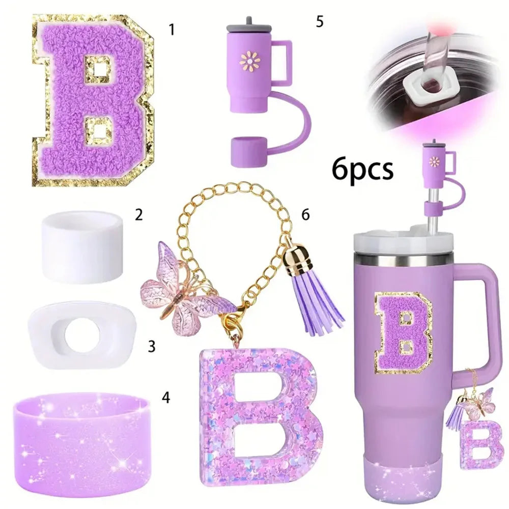 6PCS Cup Accessories Set for Stanley Cup  40oz tumbler with handle Including Silicone Straw Topper and Boot, Spill Proof Stopper Badiee Stylez