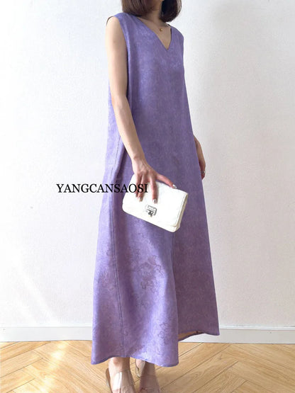 2025 Women's Summer New Luxury 100% Natural Mulberry Silk Jacquard Satin V-neck Split Double Sided Sleeveless Vest Dress Badiee Stylez