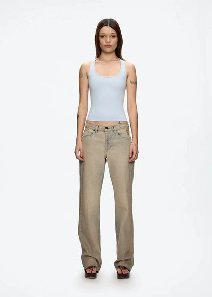 Tank Classic X-shaped Backless Baby Blue and Misty Gray Multi-color Comfortable Elastic Waist Tight Fit Backless Top